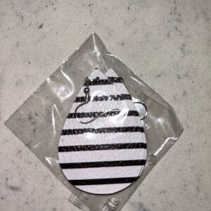 Black and White Striped Teardrop Earrings